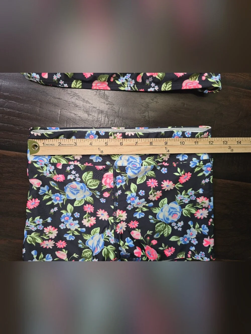 Art Class Girls Black Floral Bike Short 2 piece Swimsuit Large